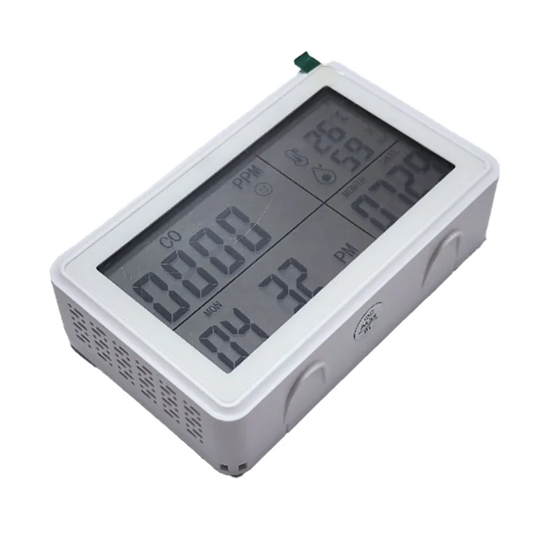 

SUNRI-Tuya Wi-Fi умные настольные часы с будильником, календарем, термометром, гигрометром, детектором CO, ЖК-дисплеем для Alexa и Google