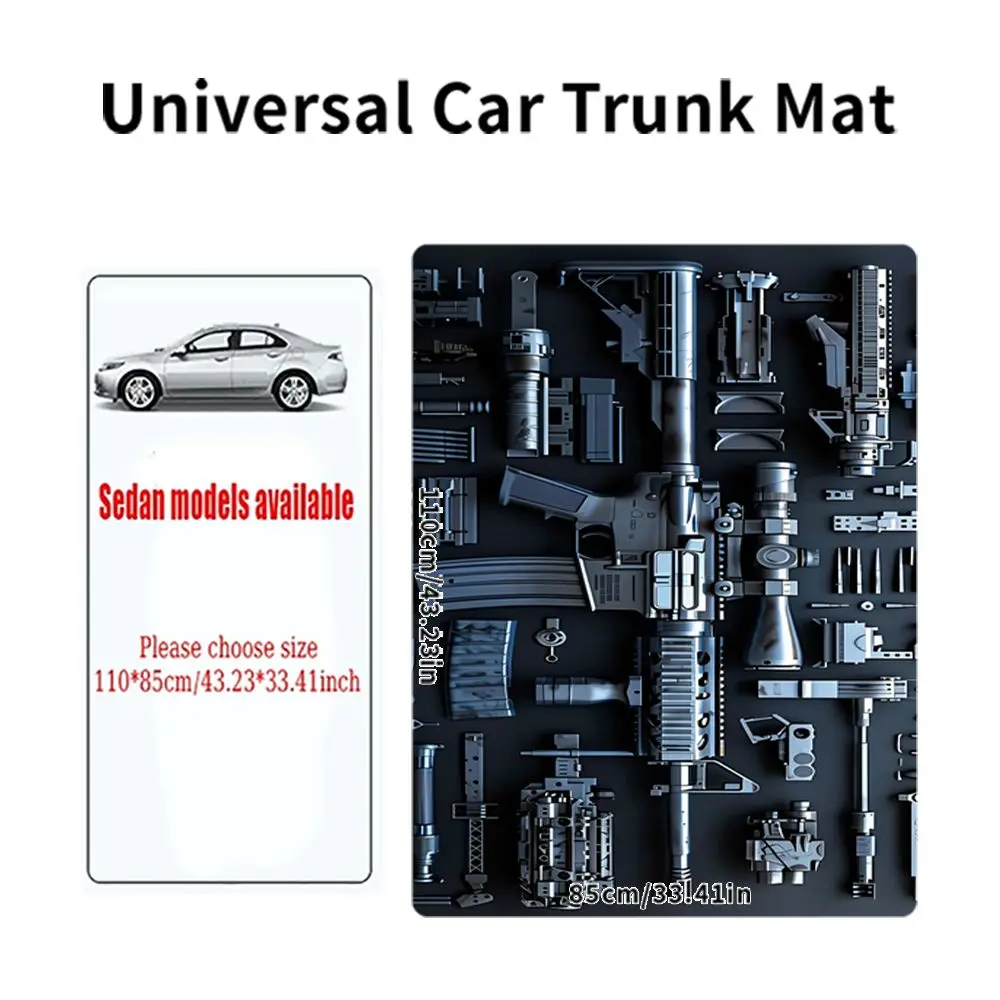 1pcs Car Trunk Mat Guns Print Universal Durable Cargo Liner Easy Clean All-Season Auto Liner Interior Accessories For SUVs view 5