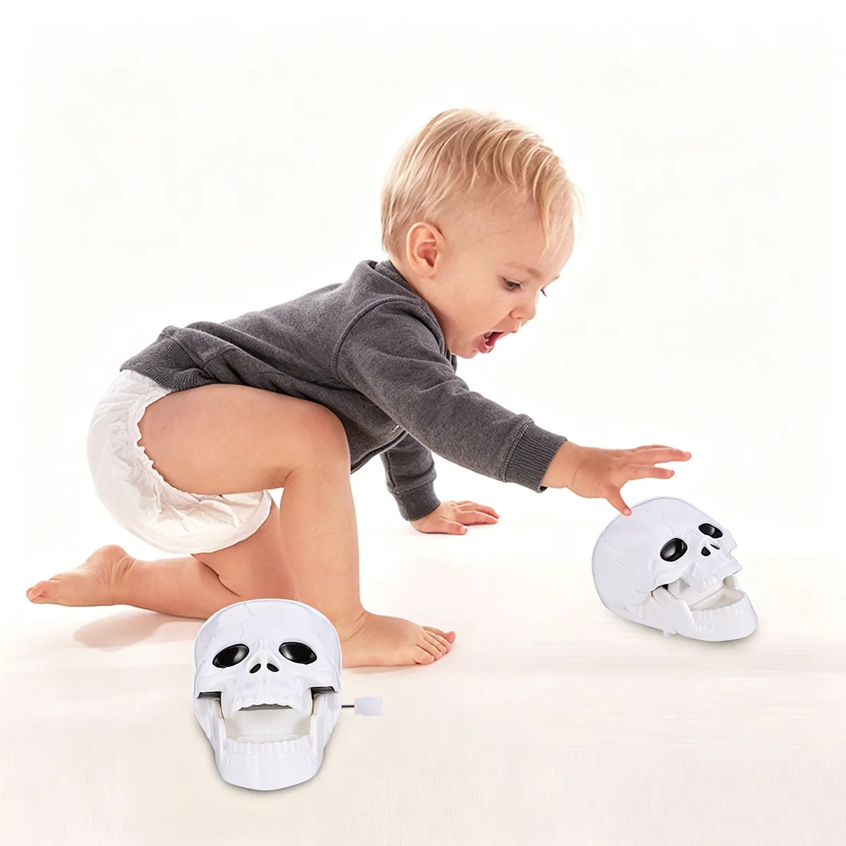 

5Pcs Halloween Wind Up Skull Clockwork Desktop Decoration Scary Kids Halloween Gift Clockwork Toy Wind Up Toys