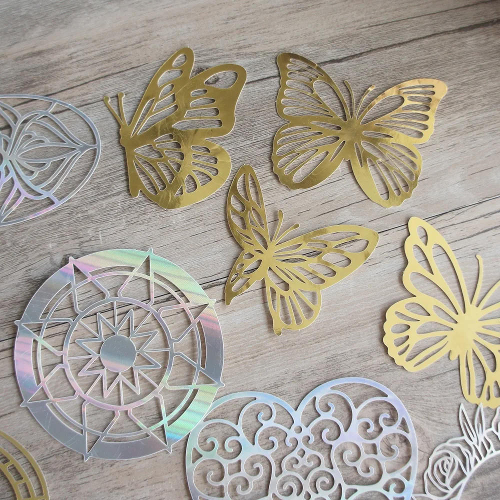 

10 Sheet Mix Gold Silver Butterfly Door Moon Hollow Paper Cutting Craft Paper Gift Decoration Scrapbooking DIY Background Use
