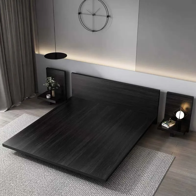

Modern Luxury King Size Frame Simple Wooden MDF Hotel Platform Bed With Night Stand Nordic Queen Double Size Bed