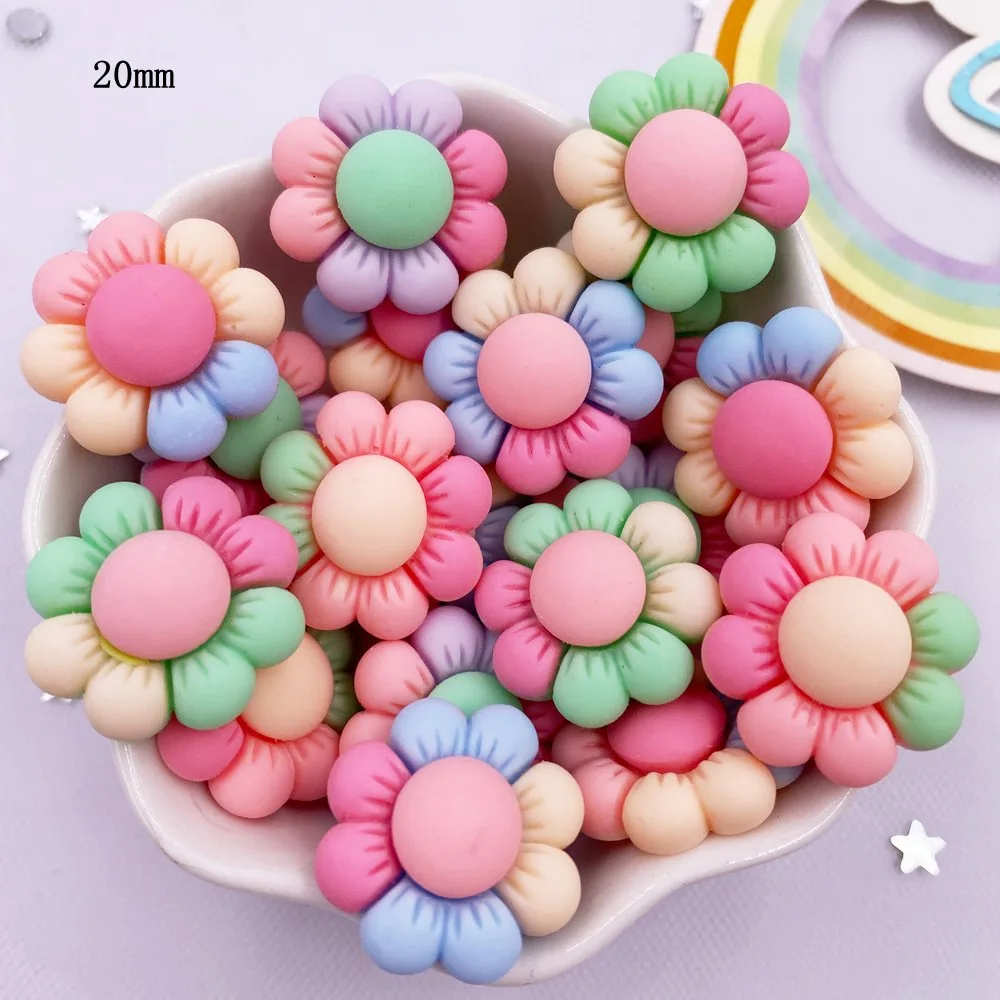 20mm Resin Kawaii Colorful Sun Flower Flatback Stone Painted Figurine 20PCS Scrapbook DIY Decor Home Accessories Crafts OM140