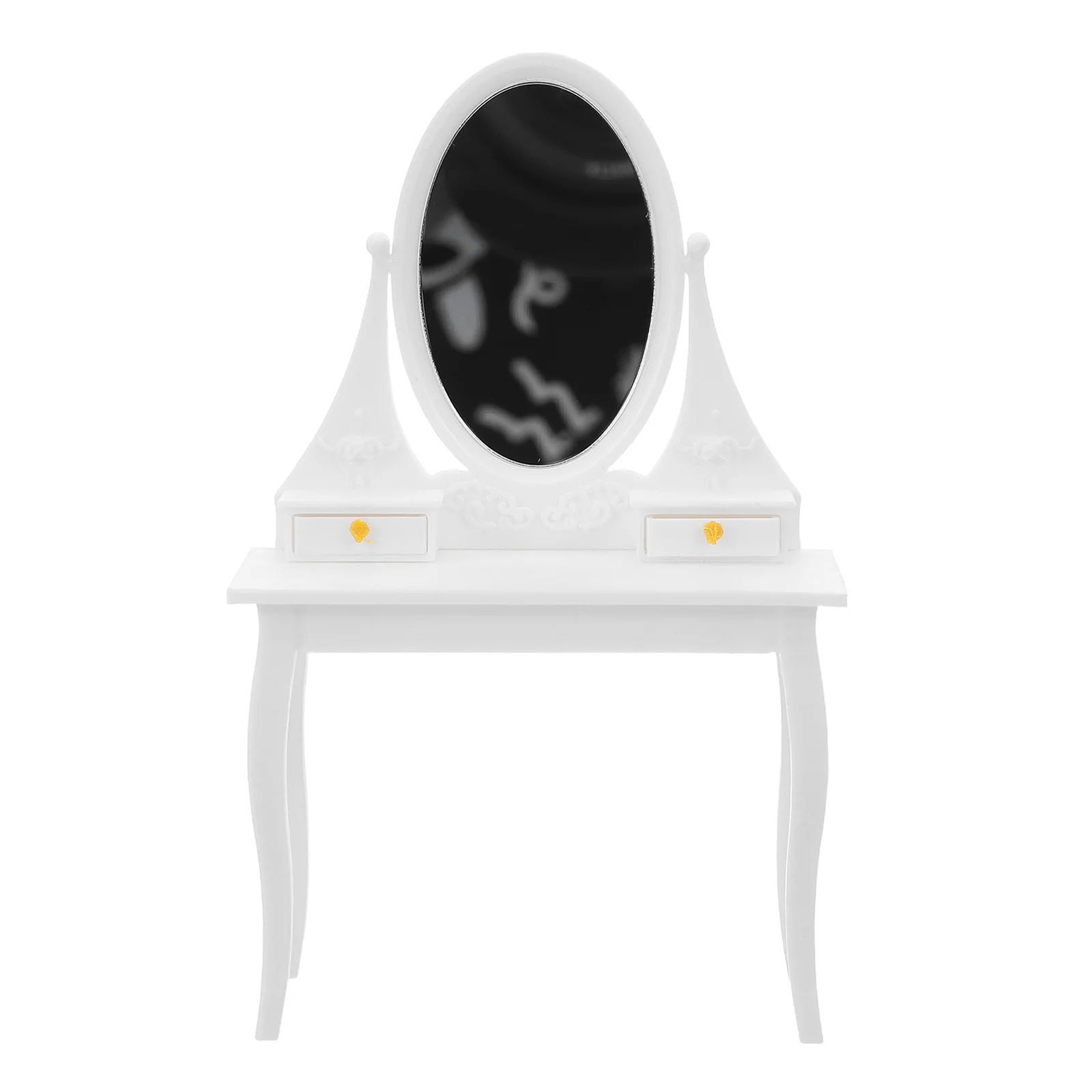 

Mini Miniature Dressing Table Mirror Drawers Mini Furniture Adornment Vintage Dollhouse Accessories Small House Kit Bedroom
