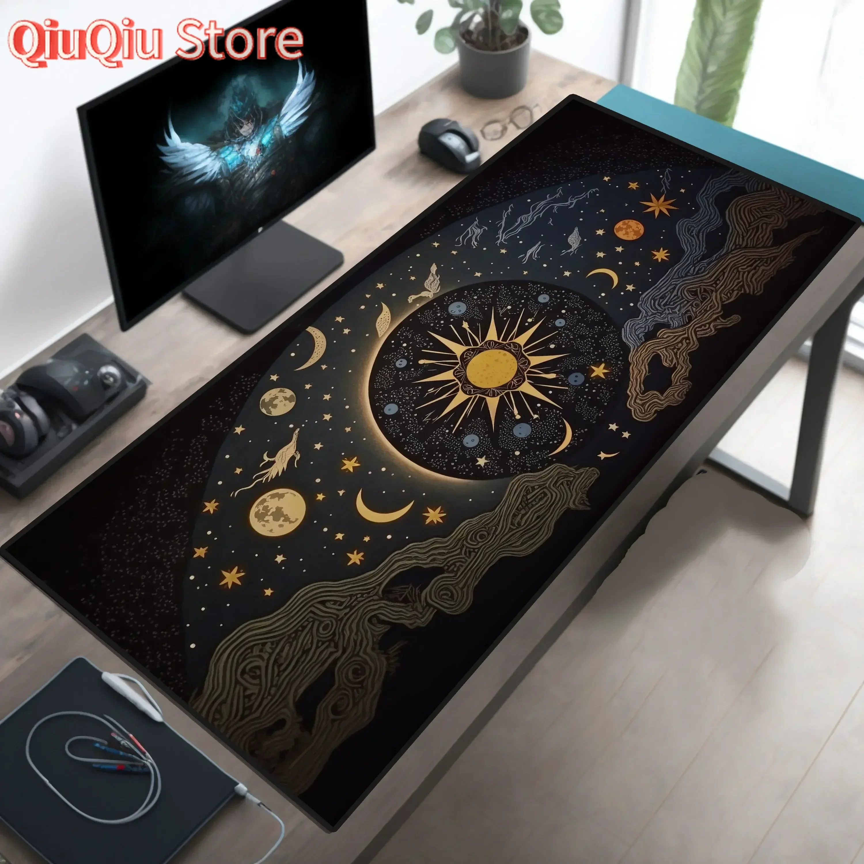 Gothic Constellation Large Mouse Pad Locking Edge Extended Gaming Desktop Carpet Laptop Desk mat Table Keyboard Accessories Rug