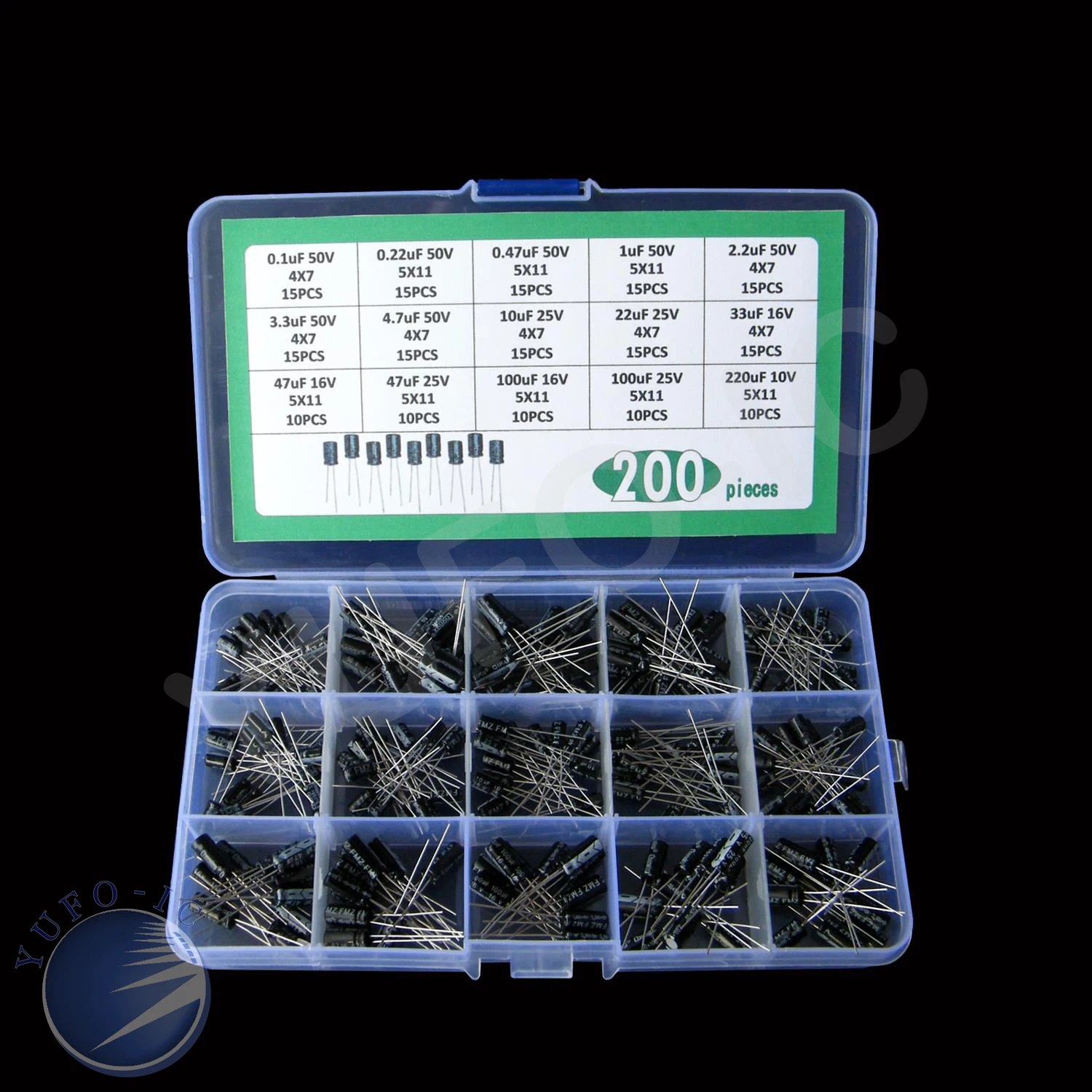 15Values Aluminum Electrolytic Capacitor Kit Mix 0.1uf 0.22uf 0.47uf 1uf 2.2uf 3.3uf 4.7uf 10 22 33 47 100 220uf 50v 25v 16V 10V
