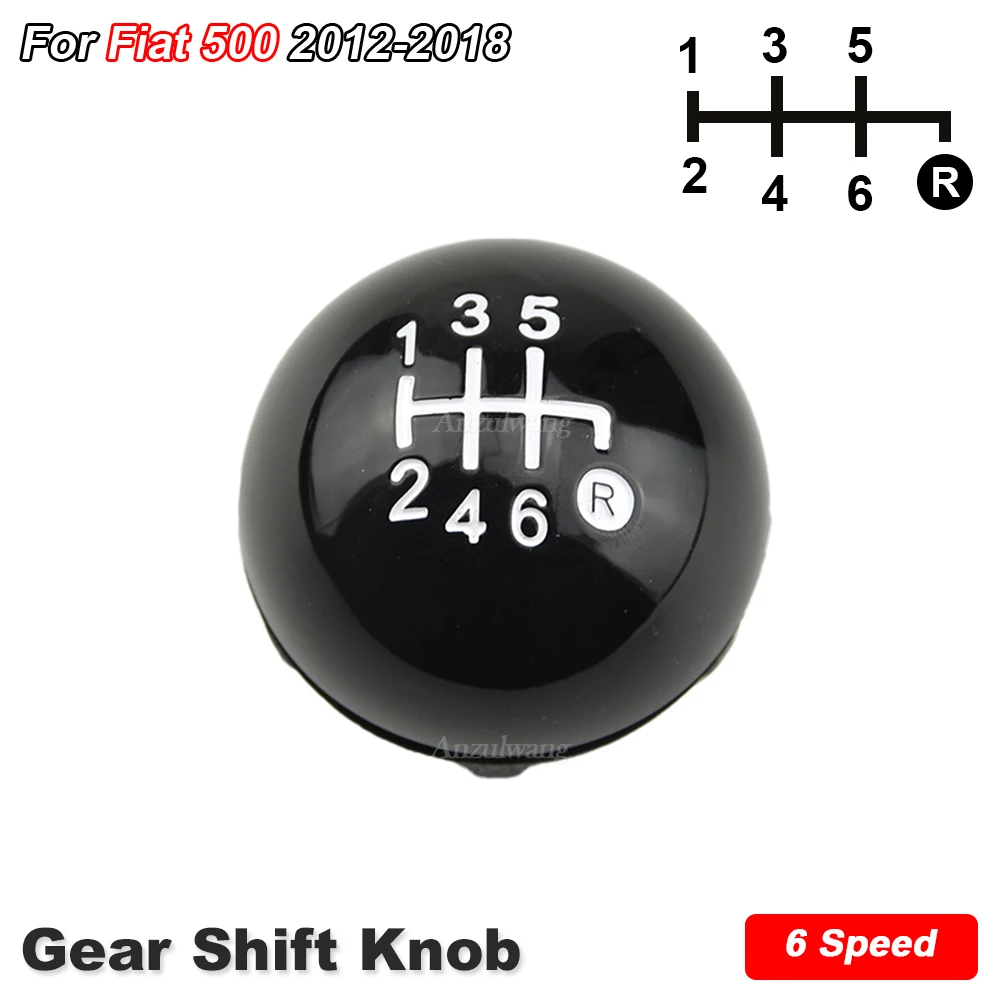 5 Speed 6 Speed Manual MT Chrome Car Gear Shift Knob For Fiat 500 2012 2013 2014 2015 2016 2017 2018 55344048