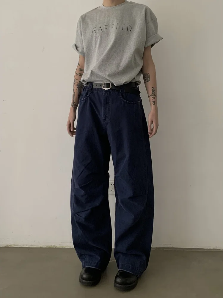 

American Retro Waed 3D Tailored Work Pants Loose Casual Straight Leg Jeans for Men And Women Youthful ular Cotton Denim