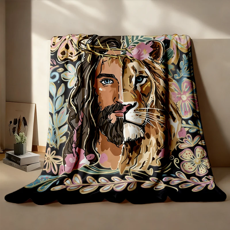 Lion of Judah Flannel Blanket Colors, Trendy Religious Flannel Throw
