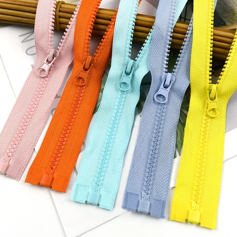 5Pcs Meetee 5# Resin Zipper 40-120cm Open-End Auto Lock Zips for Sewing Bag Coat Garment Zippers Repair Kit Decorative Accessory