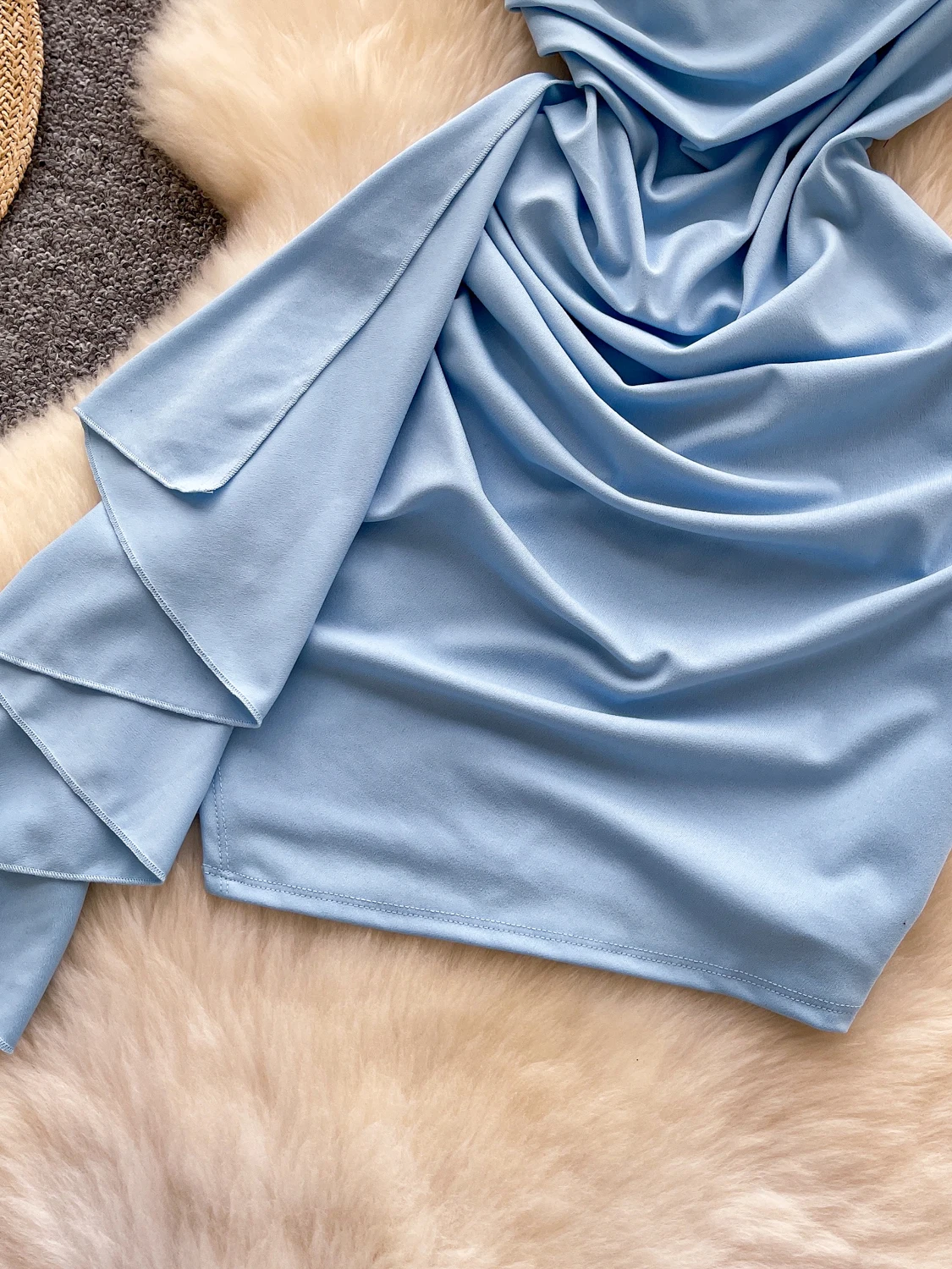 مثير حمالة اللون بلو عالية الخصر التفاف الجسم تنورة للنساء الصيف رغبة نقية Faionable جرس Sve الحضرية تخفيف الدكتور