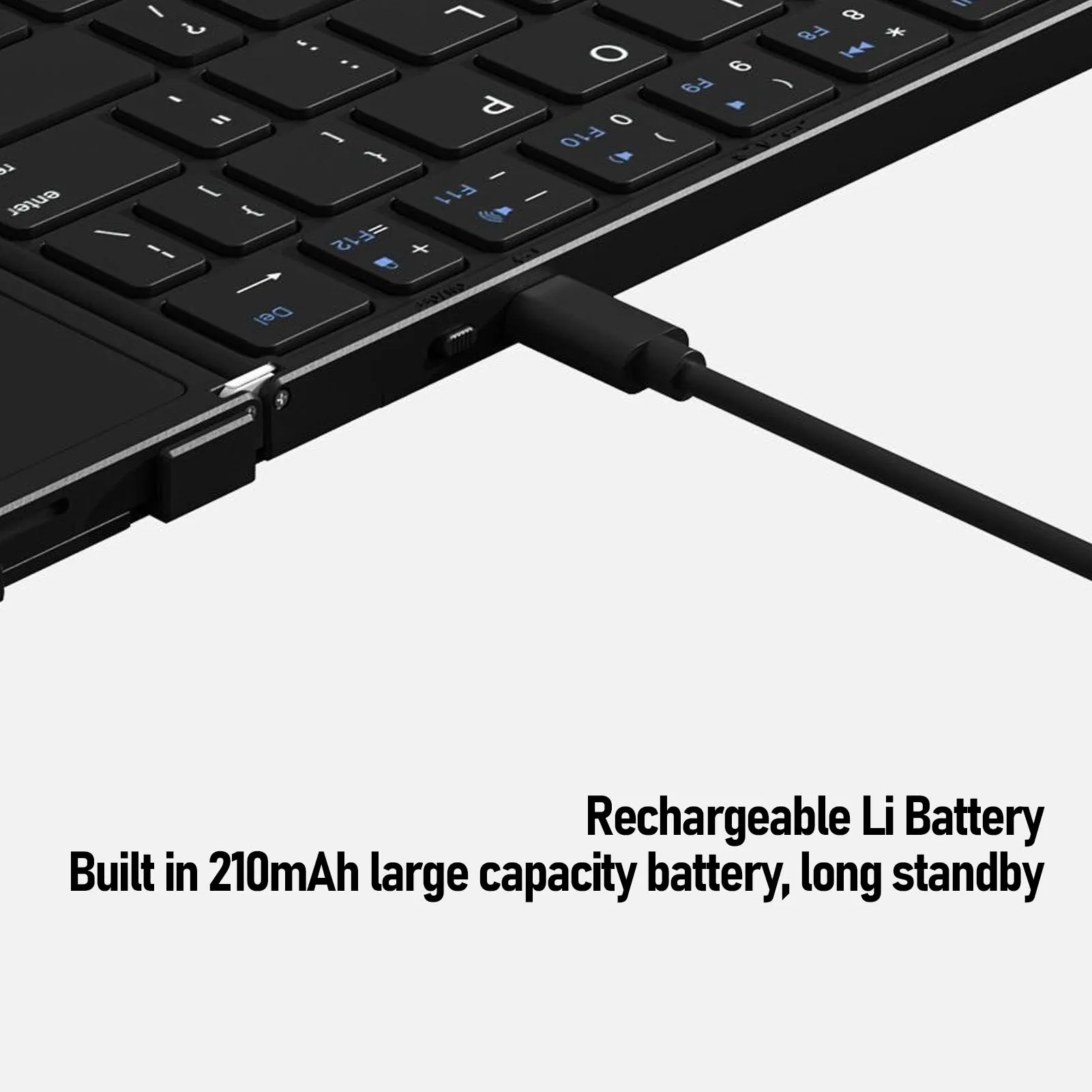 Tastiera pieghevole Tastiera Bluetooth Tastiera wireless portatile ricaricabile per affari e viaggi Cover posteriore in pelle PU