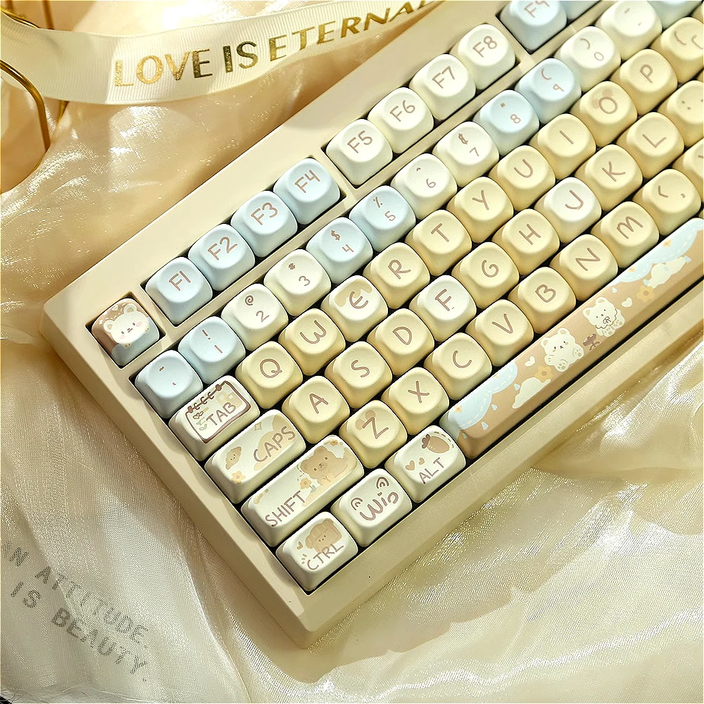 

Milk tea bear milk coffee color sublimation technology XDA height set mechanical keyboard suitable for MX switch