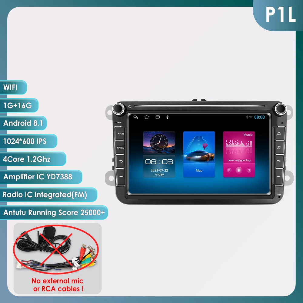 2DIN Carplay Android Autoradio GPS voor VW Caddy Polo Golf 5 6 Plus Passat B6 Jetta Tiguan Touran Sharan Scirocco Eos Seat Stereo