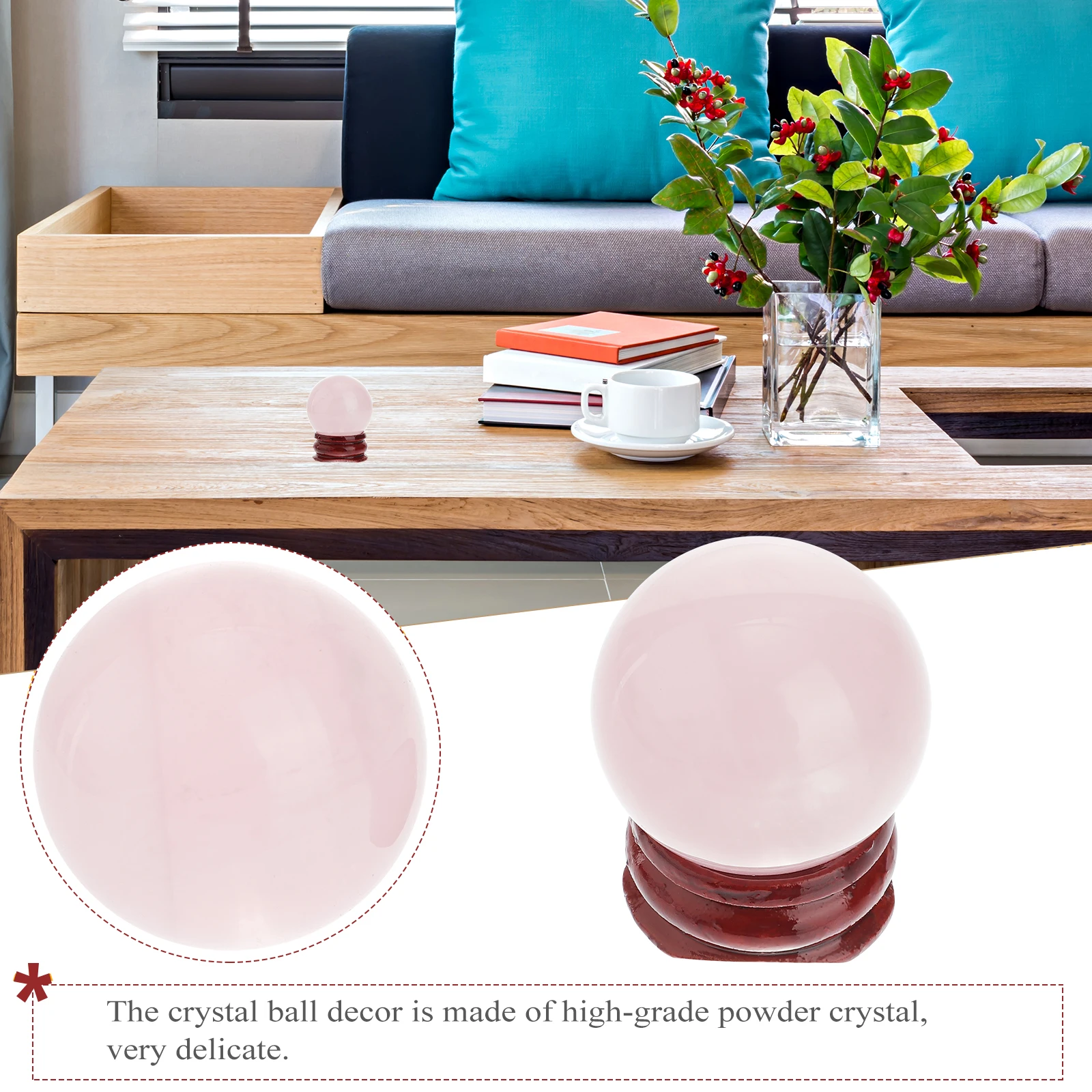 

1pc Pink Crystal Decor High Grade Sphere Glass Ornament for Bedroom Living Room Elegant Gift Glass Ball Ornament DIY Party