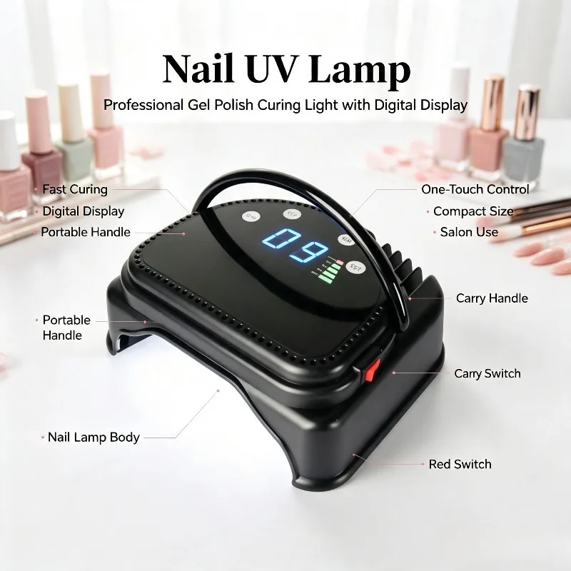 Led Nail Lamp 64W Rechargeable Automatic Gel Curing Light Portable Manicure Machine For Home Salon Nail Art Diy Beauty Equipment