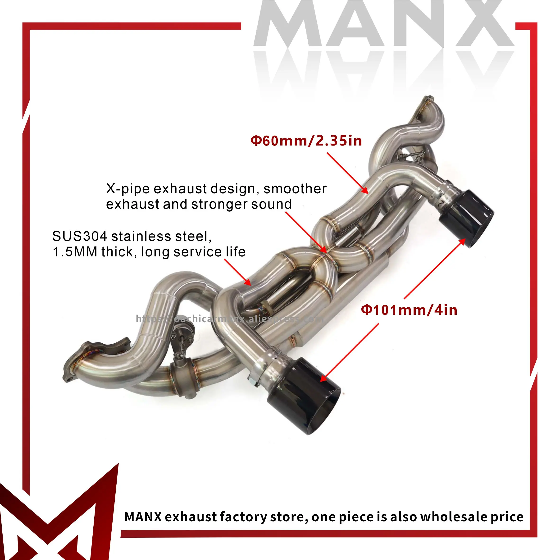 

Stainless steel Catback Performance Auto Exhaust pipe for Porsche 718 GT4 gts spyder Muffler with remote control valve