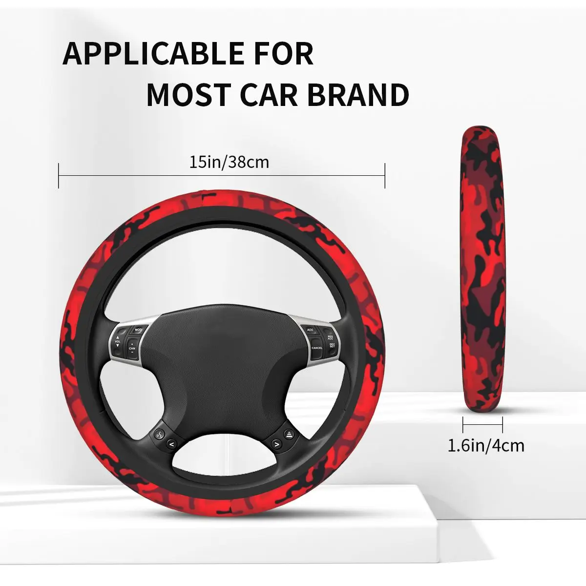 Military Red Camouflage Car Steering Wheel Cover 38cm Non-slip Camo Texture Suitable Car-styling Car Accessories - view 5