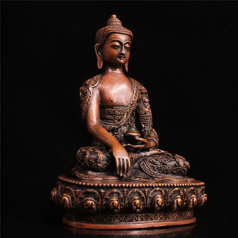 Brass Three Treasures , copper-colored , Medicine , Amitabha , Shakyamuni Buddha statue decor