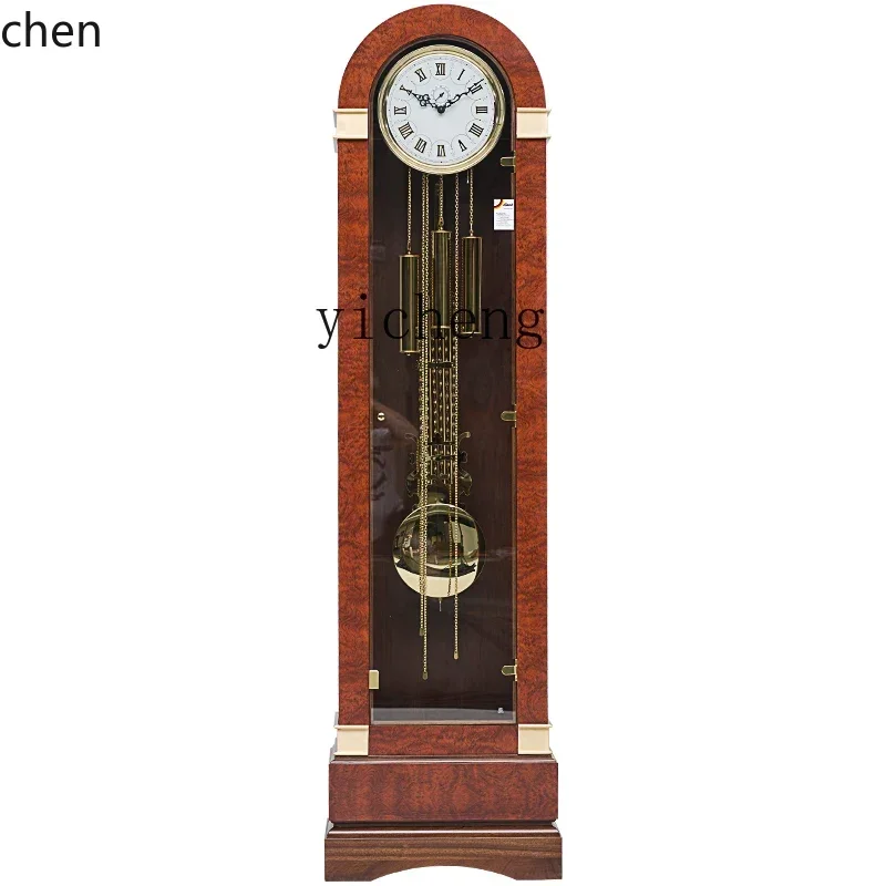 YFY European floor clock living room light luxury machinery floor living  vertical large clock solid wood decorative floor clock