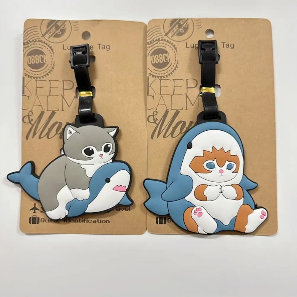 Cute Animal Luggage Tag Shark Cat Accessories Suitcase ID Address Holder Identification Silica Gel Baggage Boarding Tag Travel
