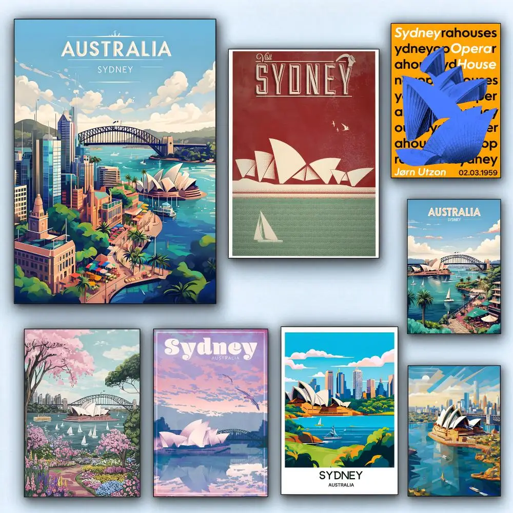 art Sydney Opera House Poster Wall Posters Self-Adhesive Wall Stickers Home Decoration for Bedroom Living Room