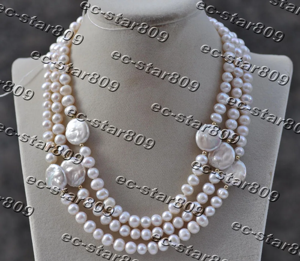 

Z11521 52" 17mm White Coin Round Freshwater Pearl Necklace