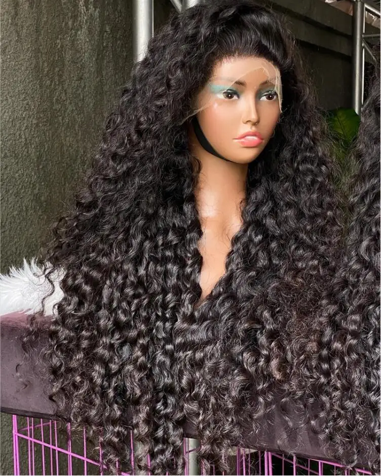 Long Glueless Preplucked 26Inches 180%Density Black Kinky Curly Lace Front Wig For Black Women BabyHair Heat Temperature Daily image 4