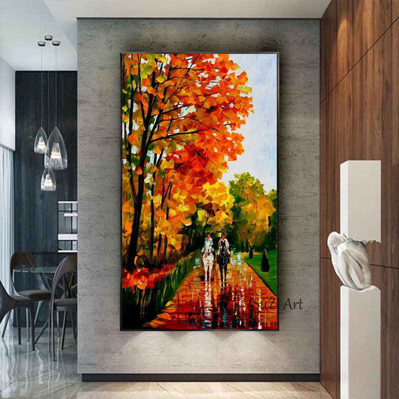 

Handmade Large Abstract Knife Oil Painting Landscape Wall Art Modern Poster Living Room Home Decoration Mural Porch Frameless