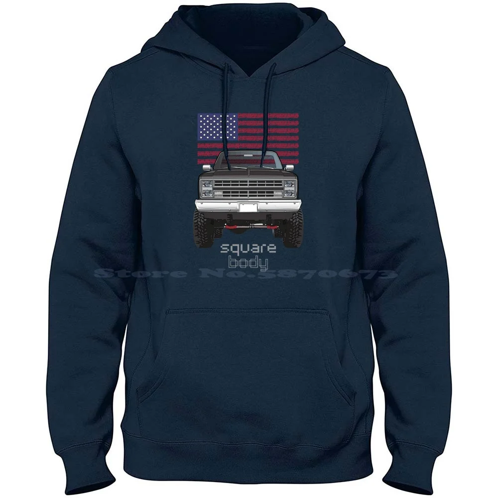 Black Usa 4X4 100% Pure Cotton Hoodie Tshirt 1985 1986 1987 Sierra Scottsdale Truck Square Pickup C K C10 C20 V8 Super