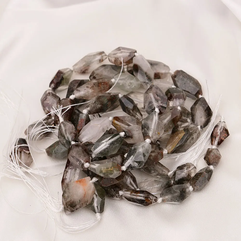 APDGG Natural Mix Color Ghost Quartz Faceted Triangle Nugget  Loose Beads 15.5" Strand Jewelry Making DIY