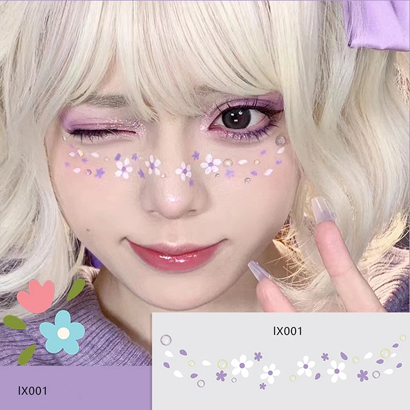フェイスメイク用の使い捨てステッカー,クリスマスのタトゥー,かわいい,雪のフレークデザイン,柔らかい,韓国の装飾