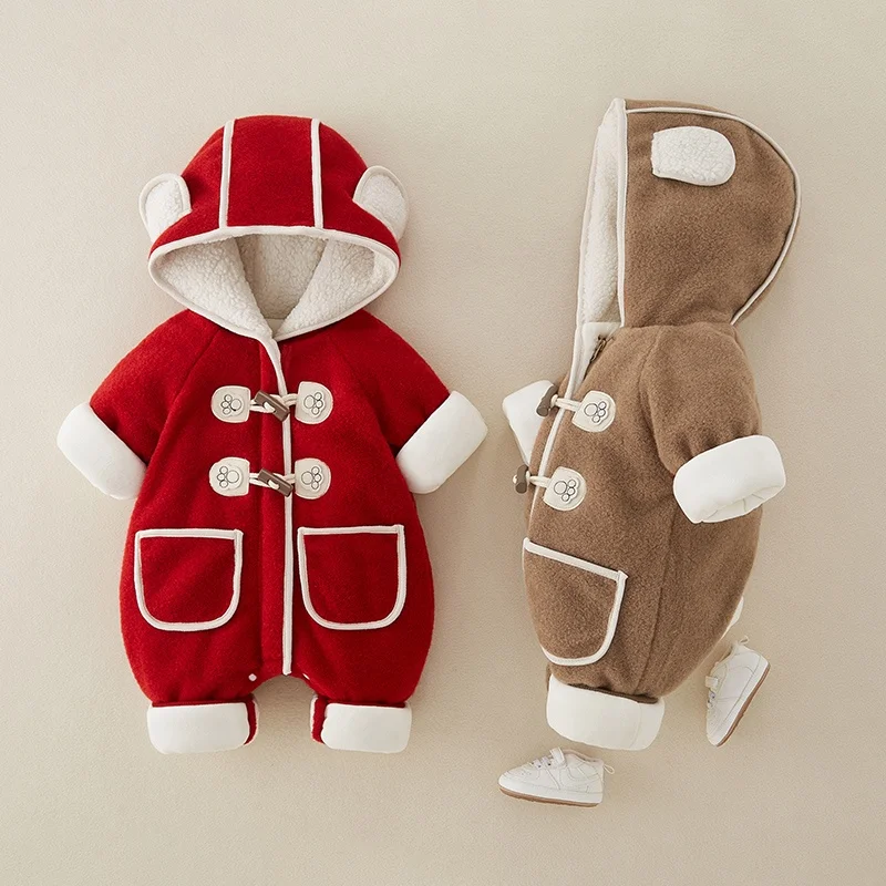 

Thiened Fce, новогодняя одежда для малышей, цельная бархатная хлопковая одежда, теплая уличная одежда для малышей, зимний комплект Faion
