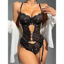 Premium Sensual Erotic Female Lingerie Sexy Backless Seductive Sling Nightgown Exotic Doll Passionate Open Lace Charming Bra Set