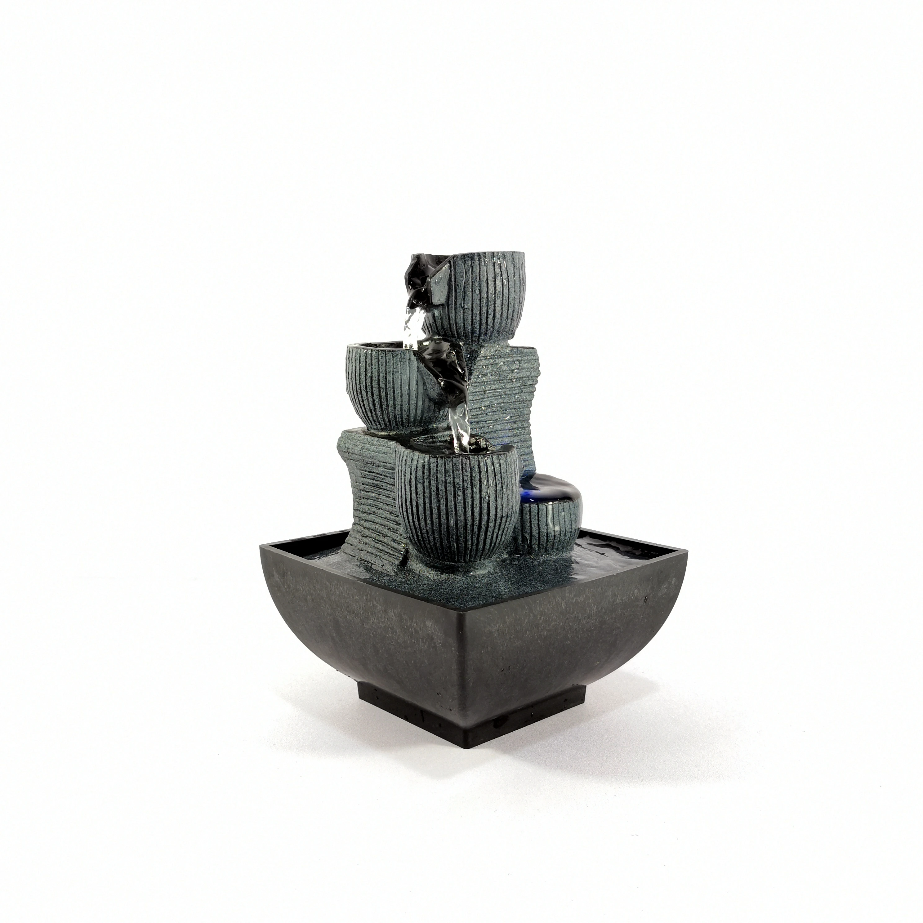 LED Flowing Water Desktop Fountains Wealth Good Lucky Feng Shui Decorations Zen Meditation Yoga Peaceful Ornaments