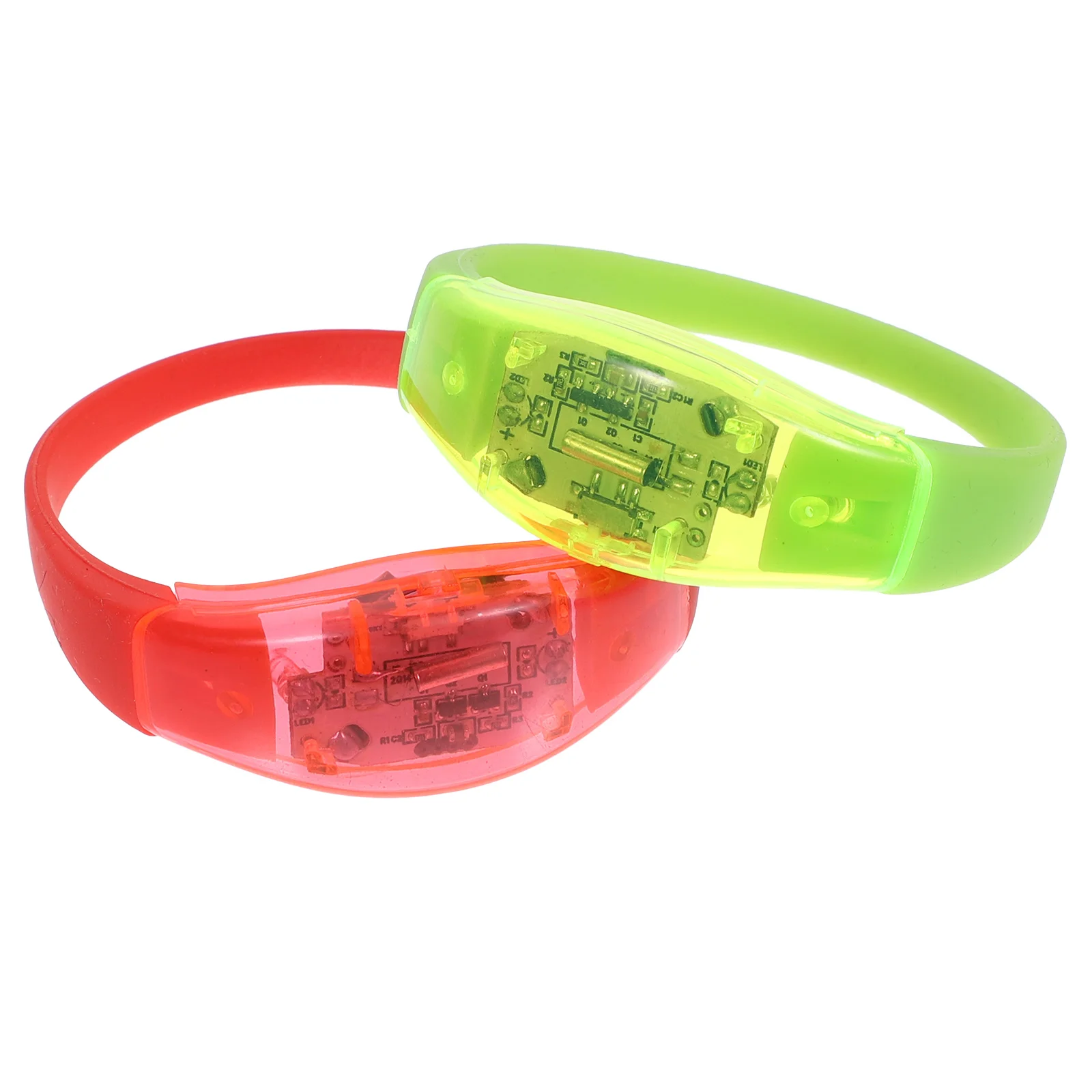 2 Pcs Vibration Light Bracelet Glowing Bracelets LED Sticks Party The Dark Supplies Button Favors Adults Smooth Surface