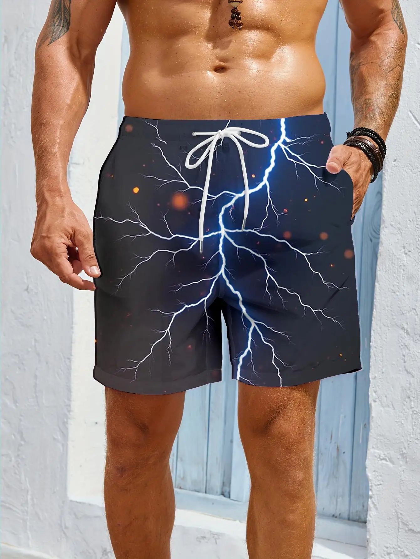 1pcs Men's Short swim trunks2026 Summer 3D Printed Short sleeve running Quick drying Men clothing Breathable Polyester