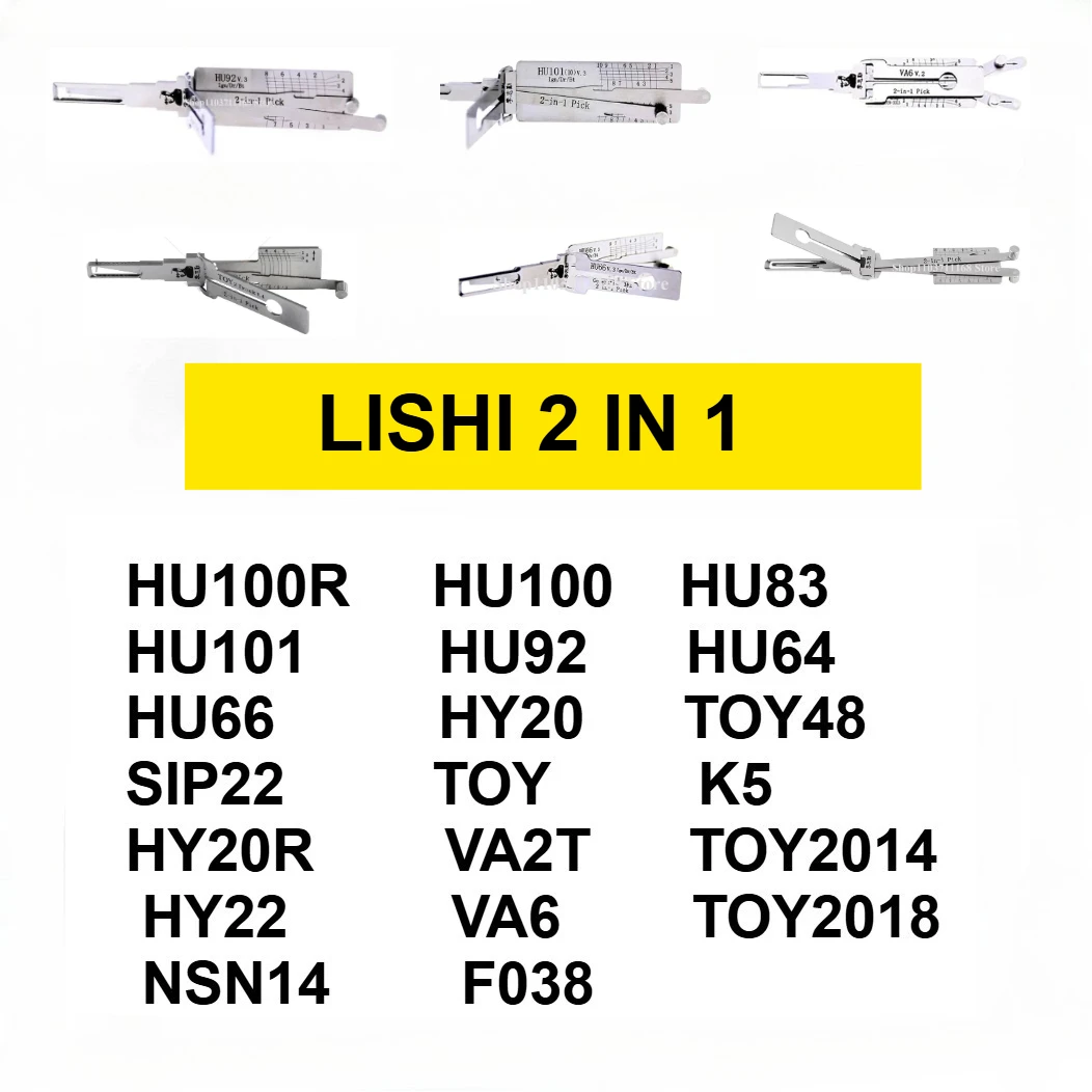 

1PCS Ganzua LISHI 2 IN 1 HU64 HU66 HU92 HU101 HU83 HU100 HU100R HY20R NSN14 F038 VA6 TOY2018 Lock Picks for Cars tool Picklock