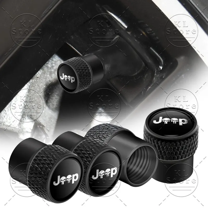 4Pcs Car Styling Skull Badge Metal Wheel Tire Valve Caps Stem Case Dust Covers For Jeep Renegade Grand Cherokee Wrangler Compass