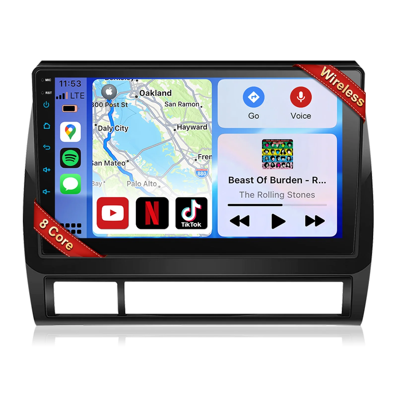 Car Stereo for Toyota Tacoma 2005-2015, Wireless Carplay and Android Auto with 8 Core 4+64G 9 inch Touch Screen,(NO) Fit J.B.L/WiFi/Bluetooth/Android12/FM RDS/GPS Navigation