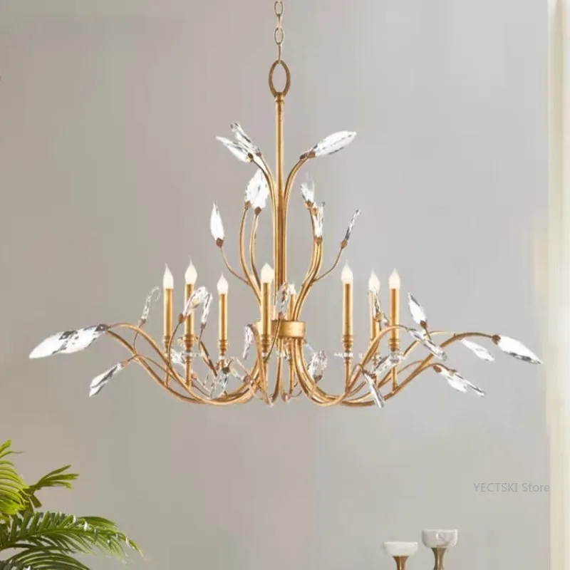 Prism shaped crystal chandelier, simple European, simple American, modern living room, dining room, bedroom low floor chandelier