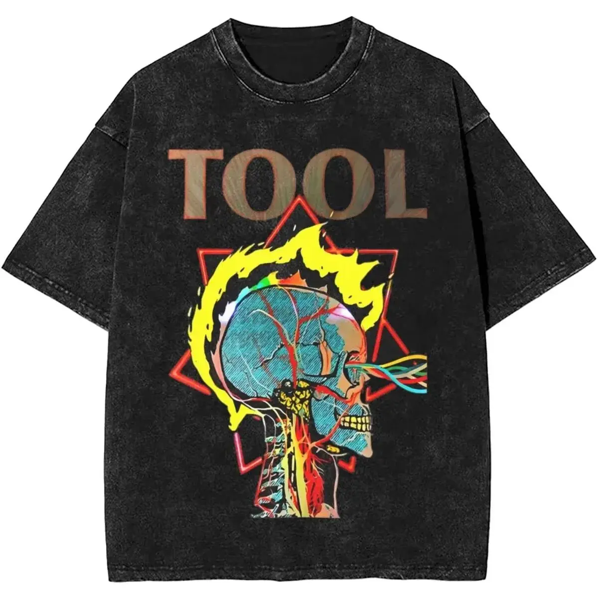 Image of Tool Band Lateralus T-Shirt Vintage Washed Oversized Streetwear Herren Damen Sommer Baumwolle Kurzarm Grafik Heavy Metal Tee