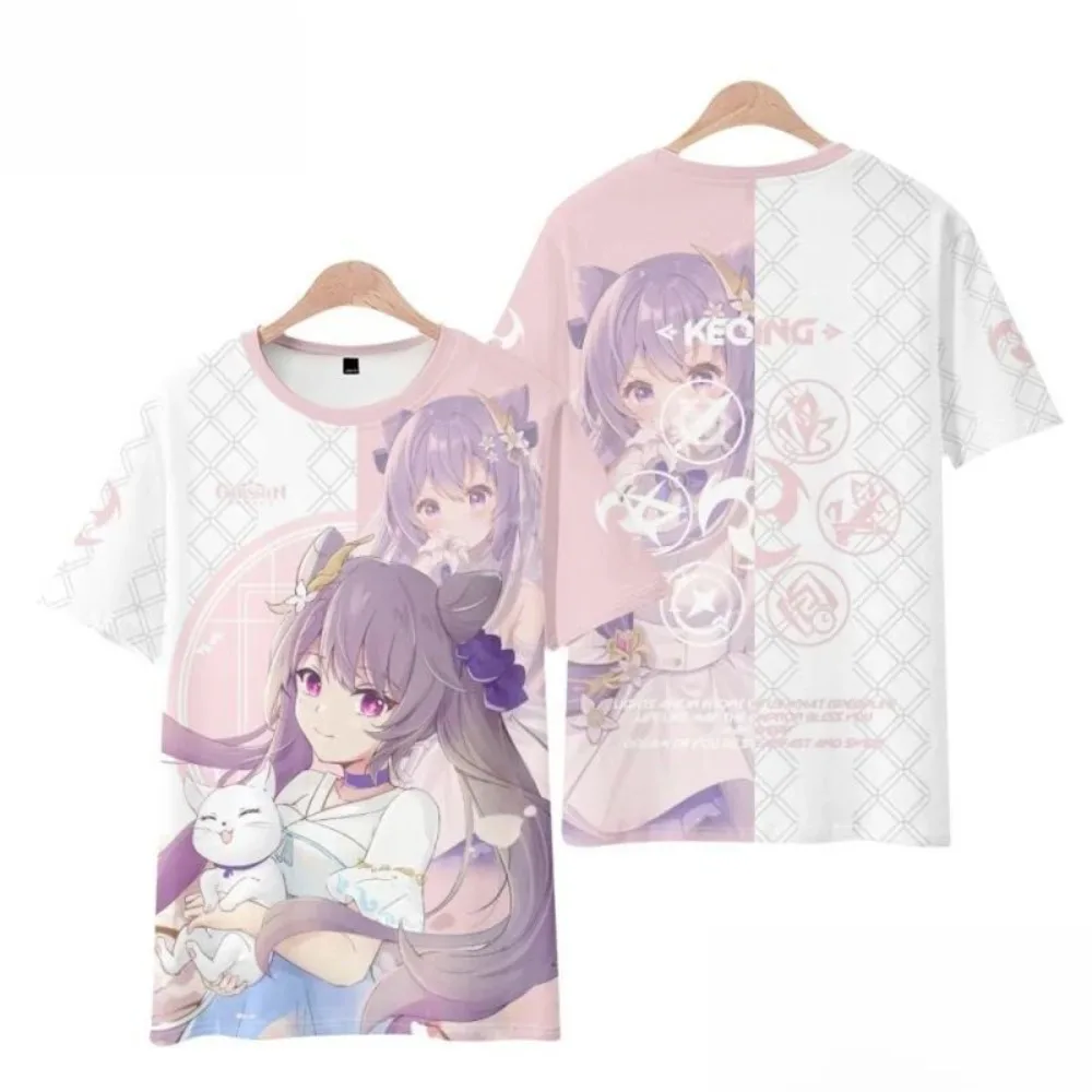 Genshin Impact GameCoral Palace Heart Sea Figure 3D Fashion T-shirt Short Sleeve Printed T-shirt Casual Loose Men Women