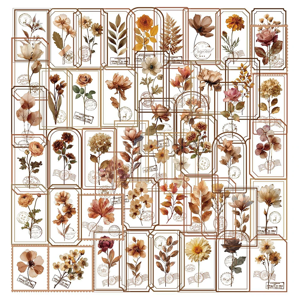 10/30/50 szt. Przezroczyste naklejki w stylu vintage z motywem kwiatowym, wodoodporne, do samodzielnego ozdabiania walizki, lodówki, etui na telefon, kreatywne naklejki z kreskówkami