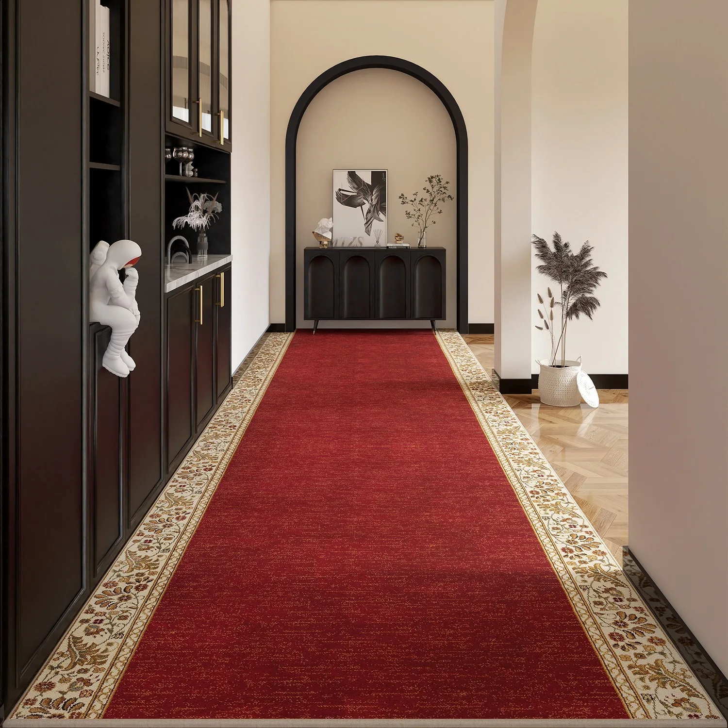 Hallway Runner Rug Red Light Luxury Advanced Long Mat Non-slip Floor Mat Home Decoration Carpet Corridor Rugs Teppich Läufer 러그