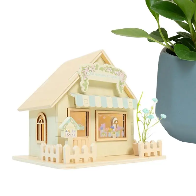 

Bedside Tabletop Lamps Nightstand LED Night Lamp Wooden Cottage Shape Doll House Model Night Light Bedroom Table Lamp For Desk
