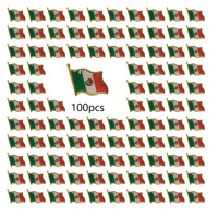 100 Pack Metal Mexico Flag Lapel Pin Waving Mexican Pins Souvenir Friendship Patriotic Brooches Bulk souvenir Series