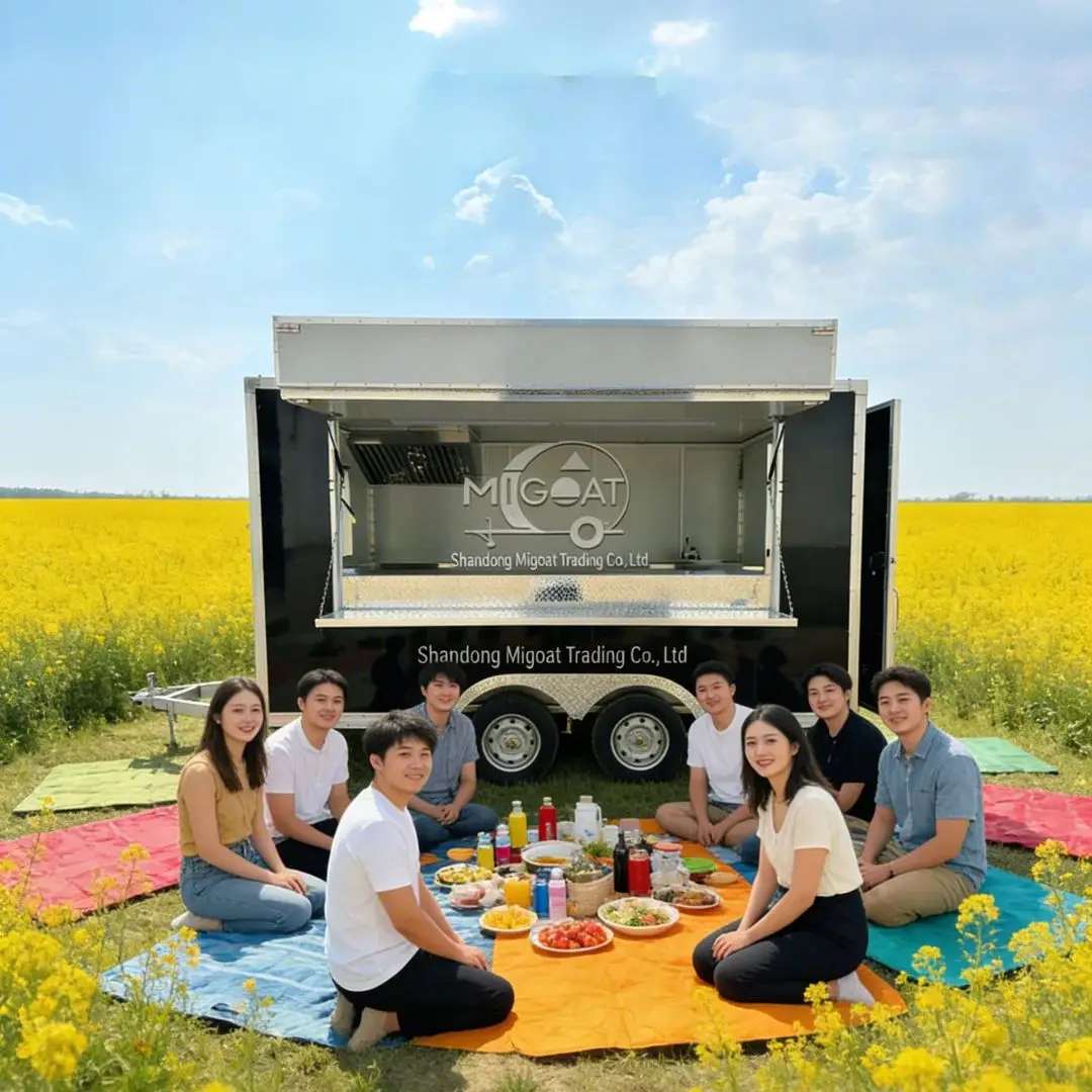 Tandem Axle Stainless Steel Mobile Kitchen Food Truck Workstation Snack Vending Cart Mobile Catering Vehicle for Business