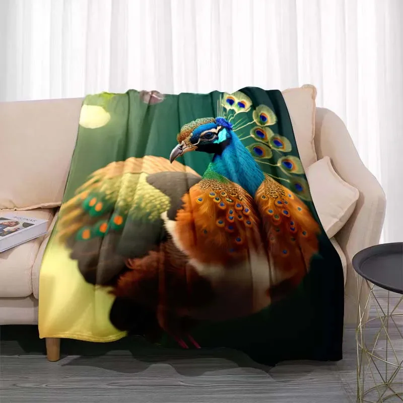 3D printed swan mandarin duck pattern blanket, soft and comfortable blanket suitable for living room, sofa, and home decoration