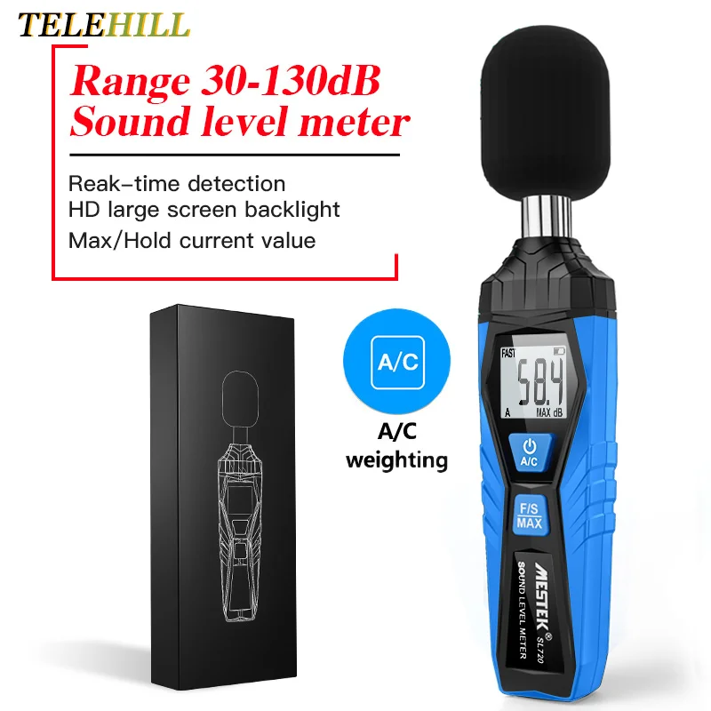 Mini Handheld Digital Sound Level Meter Noise Meter 30-130dB A/C Weighted Noisemeter Audio Decibel Monitor Detector Sonometer