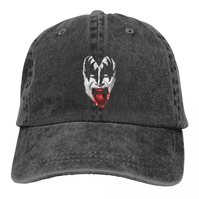 

Y2K Kiss Demon Face Baseball Retro Distressed Denim Washed Rock Brand Snapback Unisex Style Outdoor Activities Fit Hats Cap